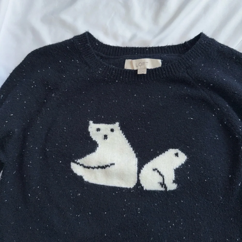 Navy Blue Sweater with Polar Bear Design - Picture 2 of 2